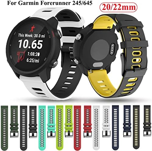 KANGDD Силиконов Спортен Каишка За Garmin 245 Гривна Каишка За часовник Каишка За Garmin Forerunner 245 645 Smartwatch 20-22 мм Гривна Каишка