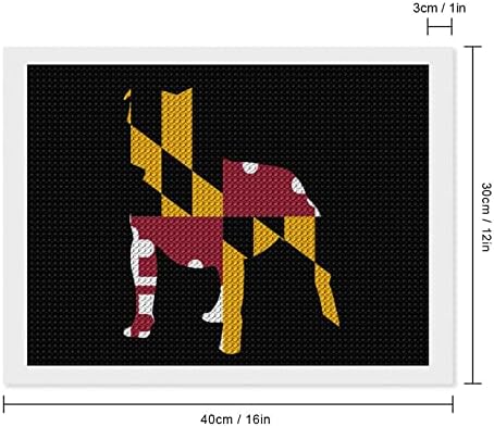 Питбул Флаг Мериленд Диамантена Живопис Комплекти 5D направи си САМ Пълна Тренировка Планински Кристал Изкуство Стенен Декор за Възрастни 12 x 16