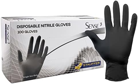 Черни еднократна Нитриловые ръкавици, 3 мил., Stauffer Sense3, Без латекс, маншет с дължина 9,5 см, без прах, Трайни