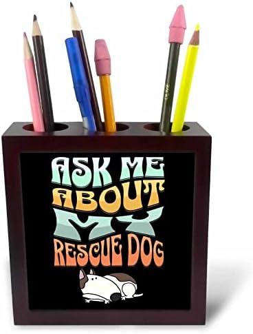 3dRose Сладко малко Смешно да ме Питат За моите питомцах-кучета-спасателях и бультерьерах - Държатели за писалки (ph-371302-1)