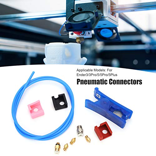 Walfront 3D Принтер PTFE Комплект тръби MK9 Пневматични Съединители Дюза 0.2 мм/0,4 мм/0.8 mm Подходящ за Аксесоари 3D принтер, Фитинги за тръби