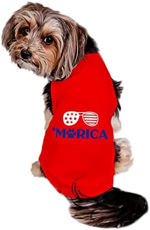 Тениска за кучета на American Pride, Тениска за кучета на Rositsa, Тениска за кучета на 4 юли, Лятна Тениска за кучета, Дрехи за домашни любимци (L 15-20 кг)
