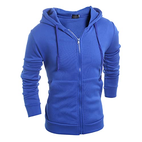 Мъжки спортни Руното Hoody с качулка с цип, Лесна активна Hoody с качулка на ципове, Основни Качулки Slim Fit с дълъг ръкав (Черен, Голям размер)