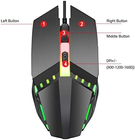 DAILYINT 1600 Точекна инч Оптична Проводна Детска Мишката Професионална Цветна Детска Мишка с Подсветка за Лаптоп Настолни Компютри