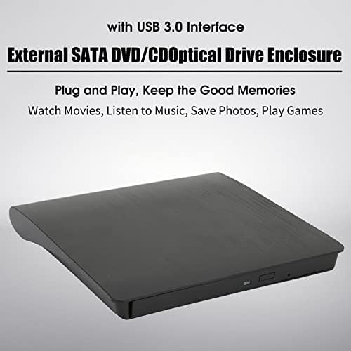 Корпус за външен DVD-устройство, USB 3.0 SATA DVD/CD ROM /Оптично устройство, Устройство за Презапис за лаптоп, устройства за Записване на дискове 9,5 мм (черен)