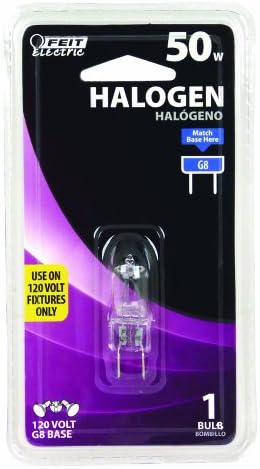 Електрическа Халогенна лампа Feit BPQ50/G8/RP мощност 50 W T4 JCD с Двухконтактным цокъл, Прозрачна, мек Бял цвят 3000 До