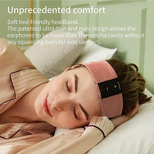 Слушалки за сън Bluetooth-лента за глава за странично сън с 24-часово възпроизвеждане на -2022 Обновена версия 1 размер за всички - Първите в света безжични слушалки с лента