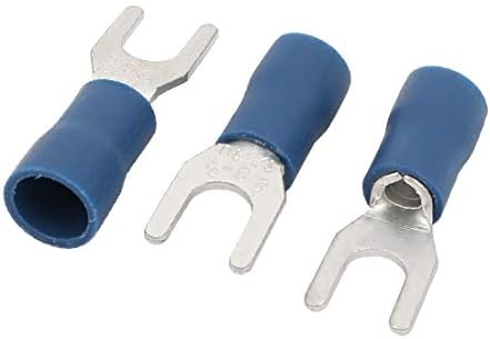 X-DREE 50шт SV5.5-5 AWG 12-10 U-образни обжимные клеми с изолирани кабелни соединителями Син цвят (50шт SV5.5-5 AWG 12-10 Тип обжимных U-образна конектори за кабел aislado Azul