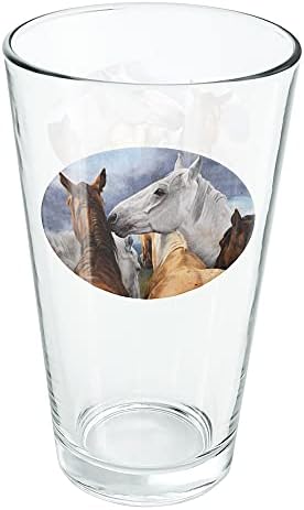 Пинтовый чаша Horse Support Group на 16 унции, Закалено стъкло, Печатен дизайн и Идеален подарък за феновете | идеално за студени напитки, газирана вода, вода