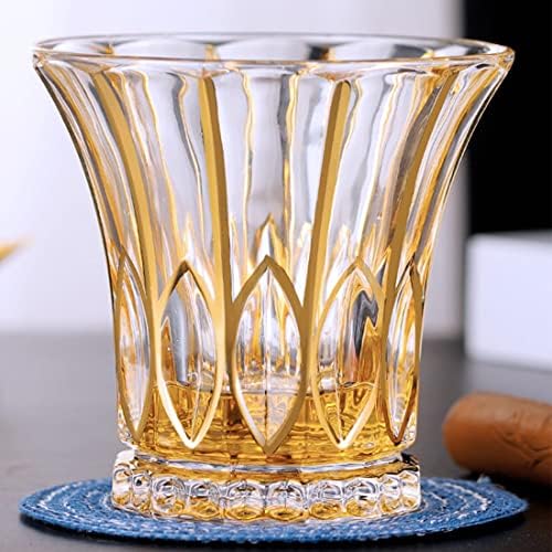 Комплект чаши за уиски RIS LAN, изработени от Кристал тегло 4-11 унция с изображение на Златни Питиета за уиски, Старомодни Чаши за пиене, бърбън, скоч уиски, Коктейли, Ракия, Уникални подаръци за мъже