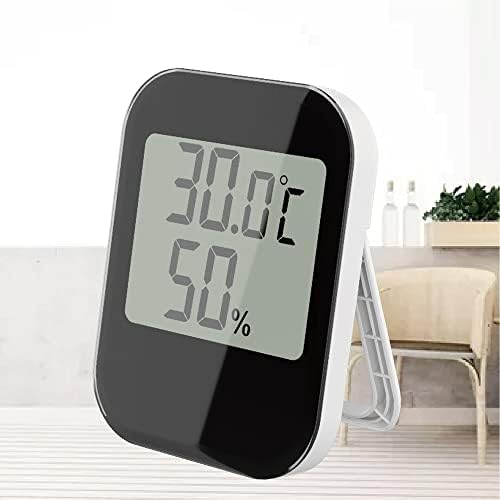 Дебелина на Цифрова Потребителска Термометър, Влагомер за Стая, Измерване на влажността в помещението, Уред за показване на температурата за Офис (Цвят: черен)