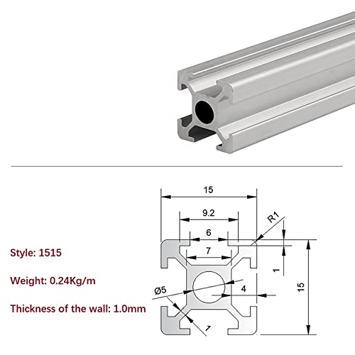 Mssoomm 10 Опаковка 1515 Алуминиев Экструзионный профил с Дължина 50,39 инча /1280 мм Сребро, 15x15 mm 15 Серия T Тип T-Образна Слот Профили на Европейския Стандарт За екструдиране Анодизиран Линейна Употреба Рамка