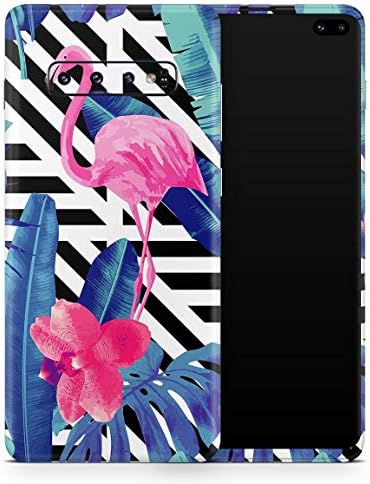 Дизайн Skinz Vivid Tropical Chevron Floral v2 Vinyl Стикер с миризма, която е съвместима с Samsung Galaxy S10 Plus (покритие на екрана и гърба)