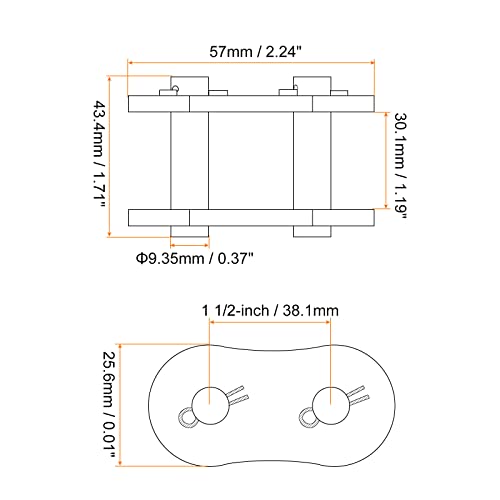 uxcell 5Pcs 100 Свързващ валяк главен connector верига, Въглеродна Стомана, със стъпка 1 1/4 , Стандартни Свързващи характеристика на полиграфическото Звена за вериги 20A